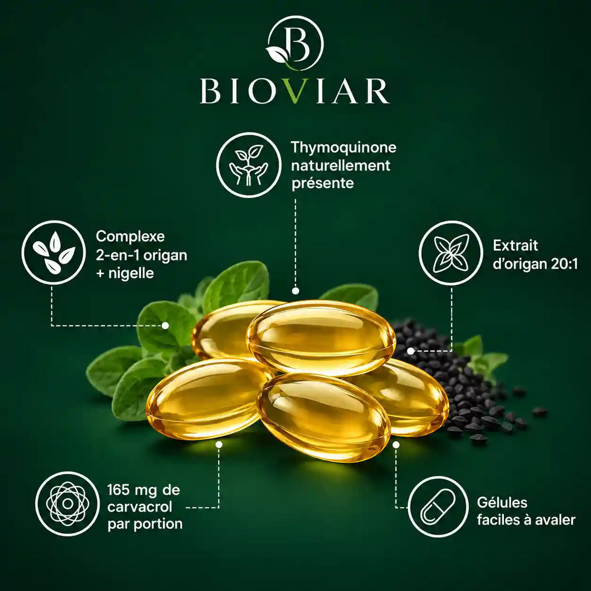 BIOVIAR® — Huile d’Origan & Nigelle Titrée au Carvacrol