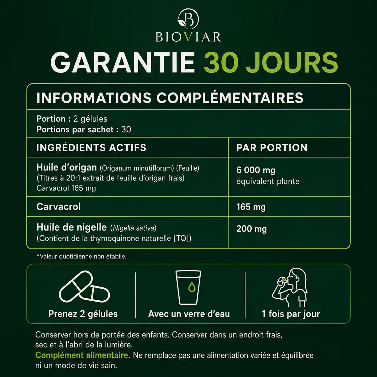 BIOVIAR® — Huile d’Origan & Nigelle Titrée au Carvacrol